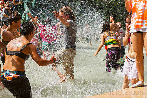 splashing in luxembourg garden fountain, basin, crowd, fontaine de l'observatoire, fountain, gay pride, luxembourg garden, mayhem, melee, men, mêlée, playing, pool, splash, splashing, wading, water fight, wet, women