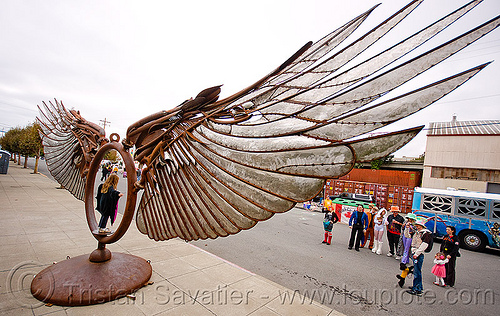 spread eagle - wings - burning man decompression, sculpture, spread eagle