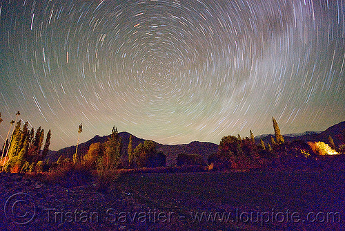 star trails - nubra valley - ladakh (india), concentric circles, diskit, ladakh, landscape, milky way, night, nubra valley, polaris, star trails, stars