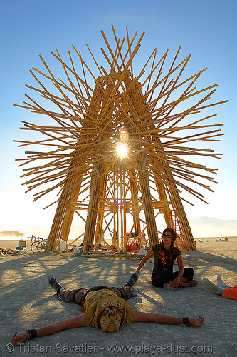 starry bamboo mandala - burning man 2006, art installation, gerard minakawa, starry bamboo mandala