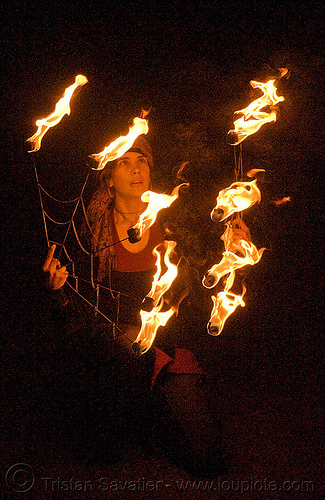 stasia with fire fans (san francisco), fire dancer, fire dancing, fire fans, fire performer, fire spinning, night, spinning fire