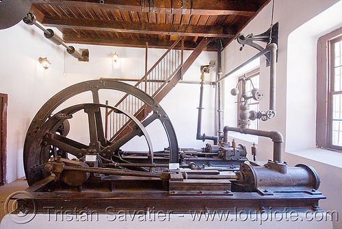 stationary steam engine - casa de la moneda (potosi), bolivia, casa de la moneda, casa nacional de moneda, line shaft, mint, minting, potosí, stationary steam engine