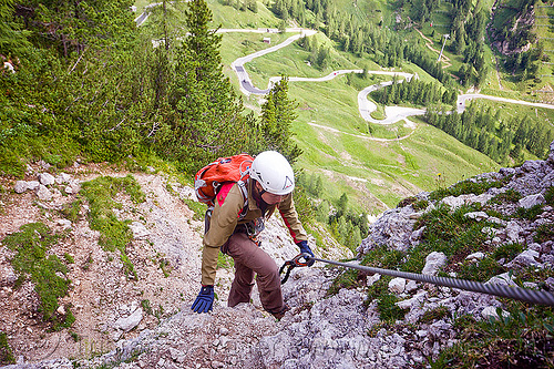 steel cable - via ferrata (dolomites), alps, cliff, climber, climbing harness, climbing helmet, dolomites, dolomiti, ferrata tridentina, mountain climbing, mountaineer, mountaineering, mountains, rock climbing, vertical, via ferrata brigata tridentina, woman