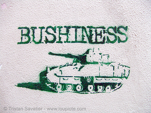stencil graffiti (granada, spain), army tank, bushiness, george w bush, graffiti, granada, military, stencil, street art