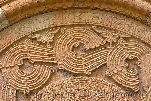 stone low-relief carving close-up - işhan monastery - georgian church ruin (turkey country), byzantine architecture, decoration, detail, floral, geometric, georgian church ruins, ishan church, ishan monastery, işhan, low-relief, motives, orthodox christian