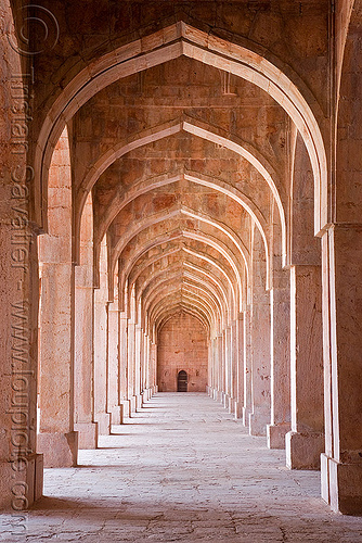 stone vaults - palace ruins - mandu (india), architecture, columns, mandav, mandu, vanishing point, vaults