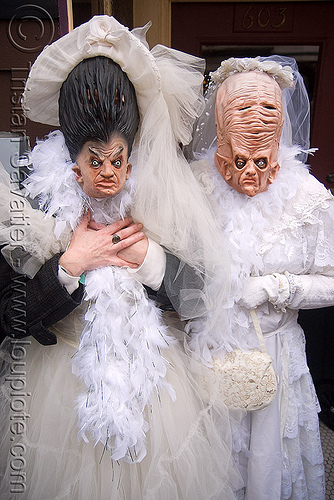 strange-looking brides - brides of march (san francisco), bride, brides of march, masks, wedding dress, white
