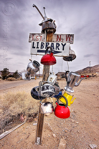 street sign in the wild west, 1st, darwin, death valley, dirt road, ghost town, library, nw, post, street sign, teakettles, unpaved