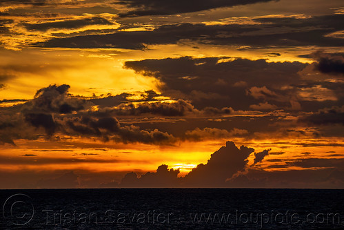 sun setting over the java sea, clouds, sea, sunset