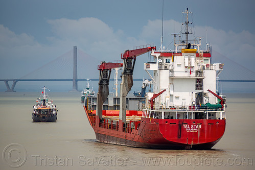 tal star - general cargo ship, boat, cargo ship, crane, madura strait, merchant ship, moored, mooring, ship cranes, surabaya