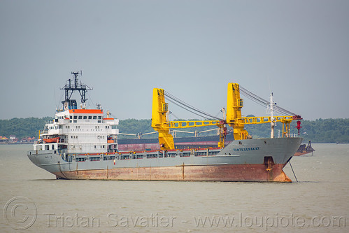 tanto sepakat - general cargo ship, boat, cargo ship, crane, madura strait, merchant ship, mooring, ship cranes, surabaya
