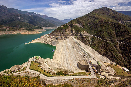 tehri dam - rock and earth-fill embankment dam (india), artificial lake, bhagirathi river, bhagirathi valley, hydro electric, landscape, mountains, reservoir, tehri dam, tehri lake