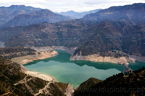 tehri reservoir - bhagirathi valley (india), artificial lake, bhagirathi river, bhagirathi valley, india, mountains, reservoir, tehri lake