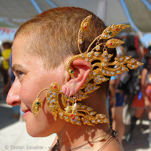 thai ear jewelry - burning-man 2006, ear jewelry