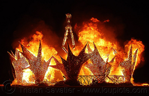the man is burning - burning man 2009, fire, night of the burn, the burning man, the man burning