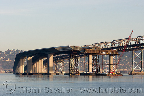 the new bay bridge - construction (san francisco), bridge construction, bridge pillars, caltrans, ocean, san francisco bay bridge, sea, sf bay