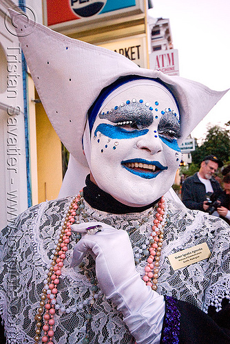 the sisters of perpetual indulgence - nun - easter sunday in san francisco, drag, easter, makeup, man, nun, sister ignatia agnostia