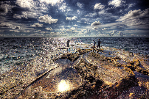 tip of borneo - tanjung simpang mengayau, backlight, cape, clouds, landscape, malaysia, men, ocean, rock, rocky, sea, seashore, tanjung simpang mengayau, tide pools, tip of borneo