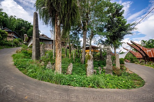 toraja megalith memorial stones (menhirs) in bori kalimbuang, bend, megaliths, memorial stones, menhirs, road, simbuang batu, tana toraja