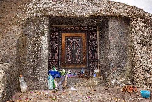 toraja rock-tomb with pa'tedong water buffalo symbol on door, burial site, cemetery, grave, graveyard, liang pak, pa'tedong, rock tomb, tana toraja