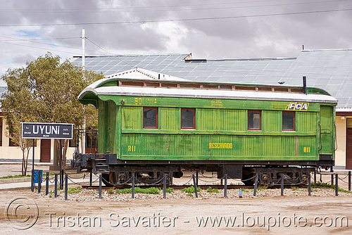 train car monument - uyuni (bolivia), bolivia, monument, railroad, railway, sign, train car, uyuni