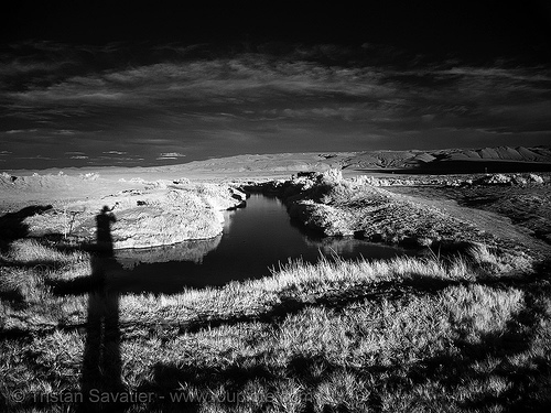 trego hot springs - daylight infrared (black rock desert, nevada), black water, mud bath, muddy, near infrared, trego hot springs