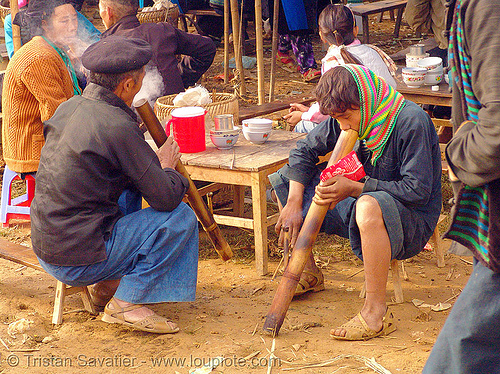 tribe men smoking bamboo pipes - vietnam, hill tribes, indigenous, mèo vạc, smoke, smoking pipe, tobacco