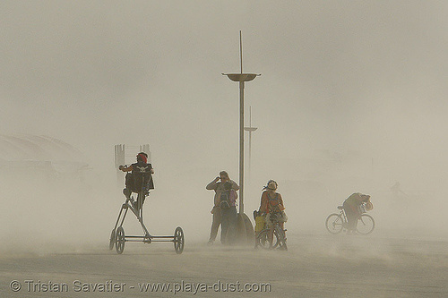 tricycle - burning-man 2006, burning man, dust storm, playa dust, trike, whiteout