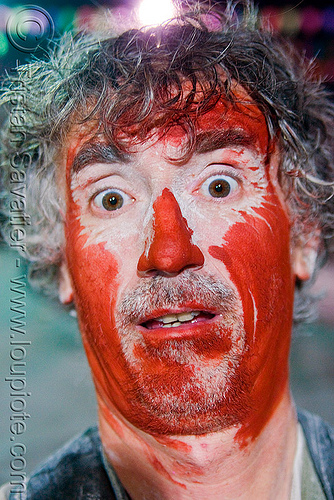 tristan savatier - carnaval - carnival in jujuy capital (argentina), andean carnival, argentina, carnaval de la quebrada, face painting, facepaint, jujuy capital, man, noroeste argentino, red paint, san salvador de jujuy, self portrait, selfie