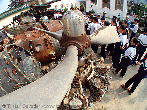 twisted plane propeller - vietnam, aircraft, army museum, bent, crashed, debris, fisheye, hanoi, military, pieces, plane propeller, shot down, twisted, vietnam war, warplane, wreck, wreckage