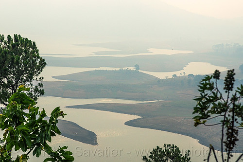 umiam lake (india), artificial lake, hazy, meghalaya, reservoir, shillong, umiam lake