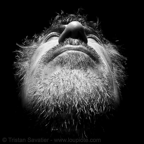 unshaven man - tristan savatier, beard, contrast, low angle, low key, self portrait, selfie, unshaven man