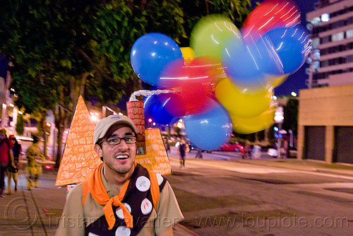 up (the movie) costume, balloons, costume, embarcadero, halloween, house, journey to the end of the night, man, pixar, russell, up the movie