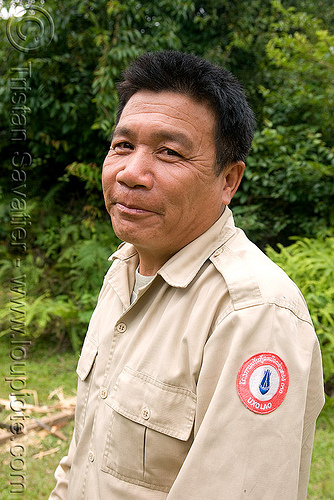 uxo lao explosive expert (laos), bomb disposal, embroidered patch, landmine, man, uxo lao