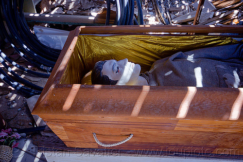 vampire in coffin - darwin ghost town, casket, coffin, corpse, darwin, death valley, dummy, ghost town, mannequin, sun light, vampire