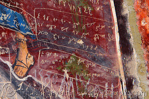 vandalized fresco - sümela monastery (turkey country), byzantine, frescoes, graffiti, orthodox christian, painting, sumela, sümela monastery, trabzon, vandalism
