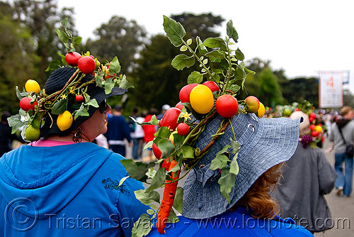 veggie hats costumes - bay to breaker footrace and street party (san francisco), bay to breakers, costumes, footrace, fruits, hats, street party, tomatos, vegetables, veggies