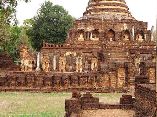 วัดช้างล้อม - wat chang lom - อุทยานประวัติศาสตร์ศรีสัชนาลัย - si satchanalai chaliang historical park, near sukhothai - thailand, elephant sculpture, elephant statue, elephants, ruins, sculptures, temple, wat chang lom, วัดช้างล้อม, อุทยานประวัติศาสตร์ศรีสัชนาลัย