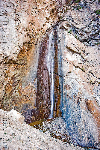 waterfall - nubra valley - ladakh (india), cliff, falls, ladakh, landscape, mountains, murgi, nubra valley, rock, waterfall