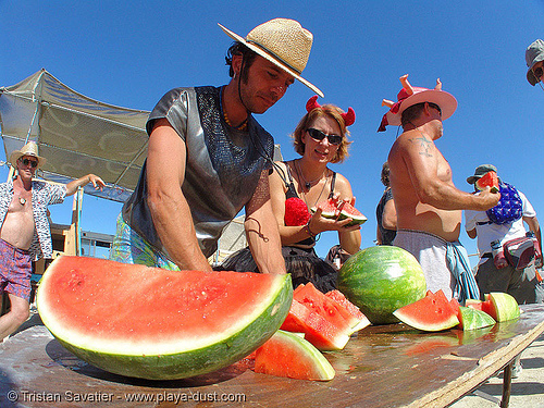 watermelons - burning man 2005, man, watermelons