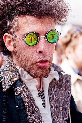 weird guy - hologram eyeglasses, eyeglasses, eyewear, green eyed, green eyes, hologram glasses, man, sculpted beard, snake eyes, spectacles