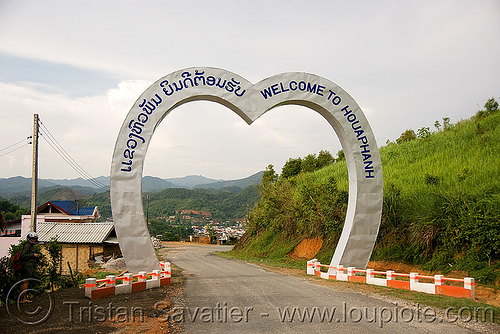 welcome to houaphanh - heart-shape gate (laos), gate, heart-shape, houaphanh, monument, welcome