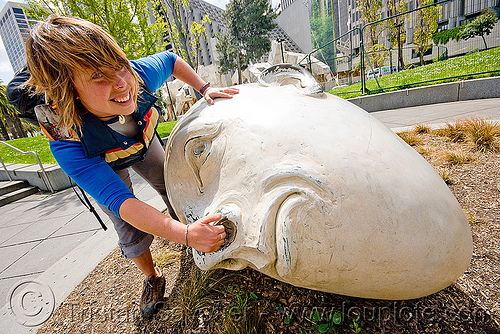 white heads - sculpture (san francisco), embarcadero, giant heads, head, jessika, sculpture, white heads, woman