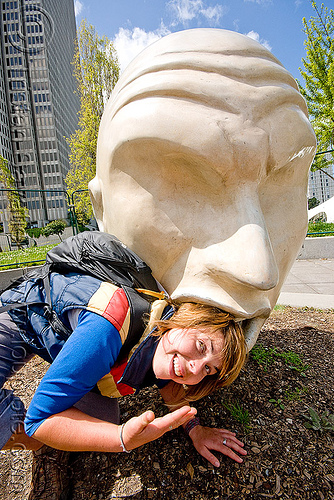 white heads - sculpture (san francisco), embarcadero, giant heads, head, jessika, sculpture, white heads, woman