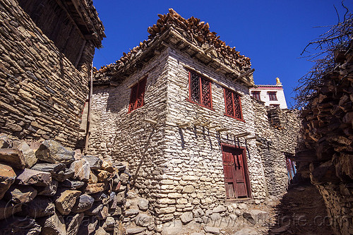 whitewashed stone house - marpha - himalayas (nepal), annapurnas, houses, kali gandaki valley, marpha, painted, village, white, whitewashed