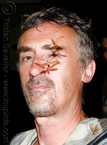 winged termites in my face - tristan savatier, bugs, flying termites, insects, man, self portrait, selfie, winged termites