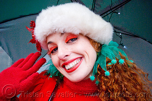 woman in christmas costume - santacon 2009 - santa claus convention (san francisco), aliasgone, christmas, costume, red, santa claus, santacon, santarchy, santas, the triple crown, woman
