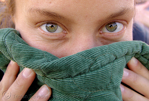 woman with amazing green eyes - sarah (san francisco), face mask, green eyed, green eyes, sarah, woman