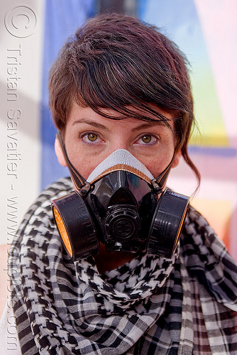 woman with dust mask, 3m respirator, dust mask, goggles, hat, michelle, respirator cartridges, scarf, woman