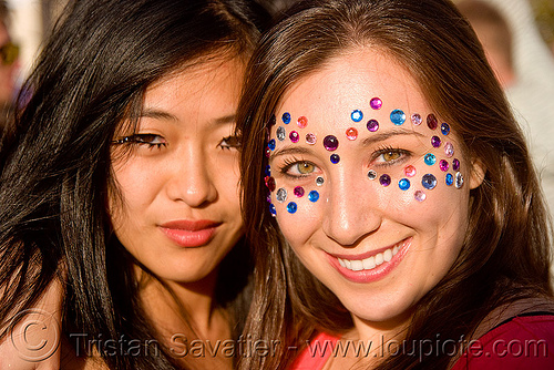 woman with rhinestones makeup - bindis, asian woman, bindis, catherine, lovevolution, rhinestones, women